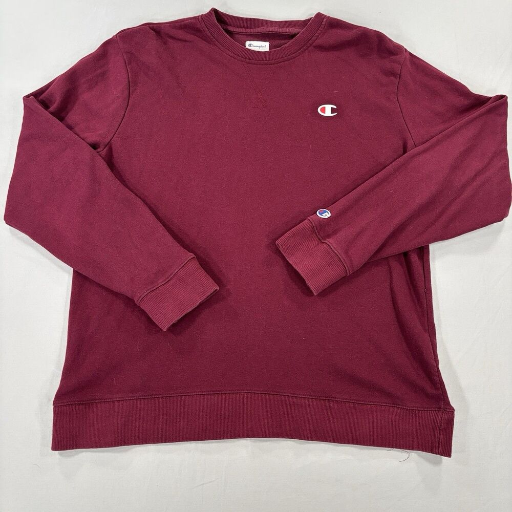 Champion Maroon Crew Neck Long Sleeve Sweatshirt Large
